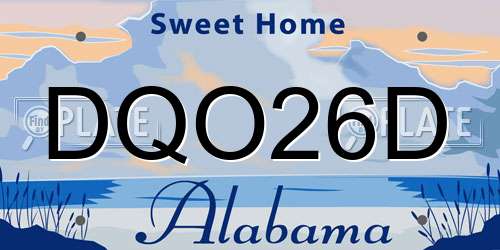 DQO26D Alabama License Plate