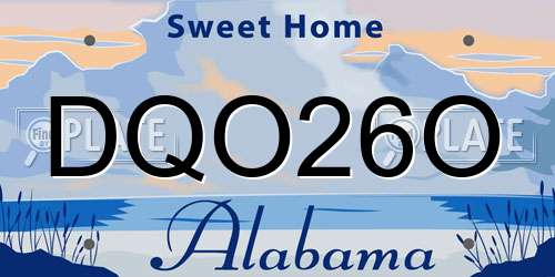 DQO26O Alabama License Plate