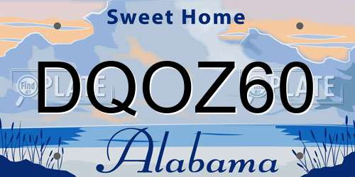 DQOZ60 Alabama License Plate