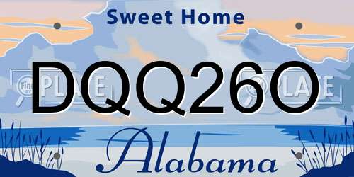 DQQ26O Alabama License Plate