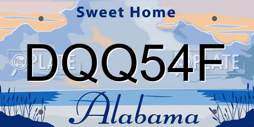DQQ54F Alabama License Plate