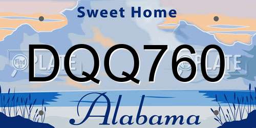 DQQ760 Alabama License Plate