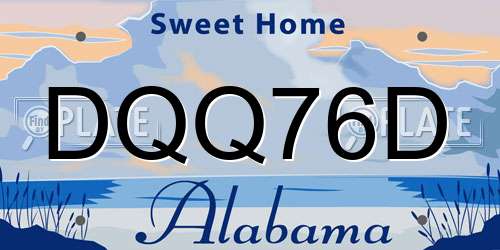 DQQ76D Alabama License Plate