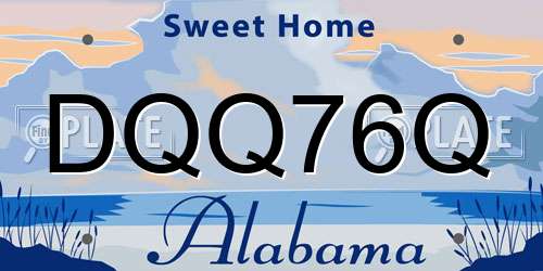 DQQ76Q Alabama License Plate