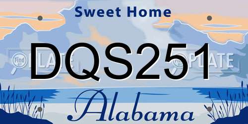 DQS251 Alabama License Plate