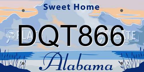 DQT866 Alabama License Plate