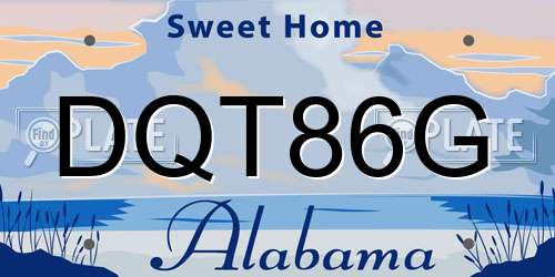 DQT86G Alabama License Plate