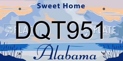 DQT951 Alabama License Plate