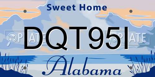DQT95I Alabama License Plate