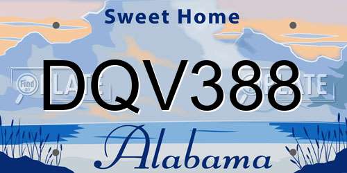 DQV388 Alabama License Plate