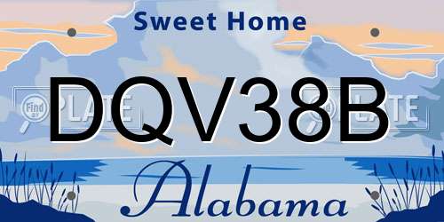 DQV38B Alabama License Plate