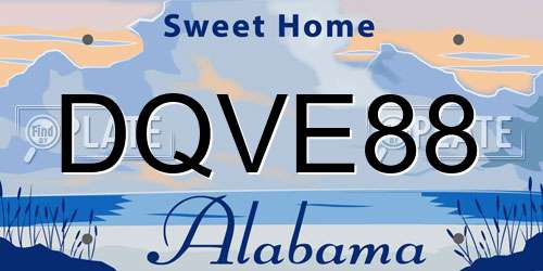 DQVE88 Alabama License Plate