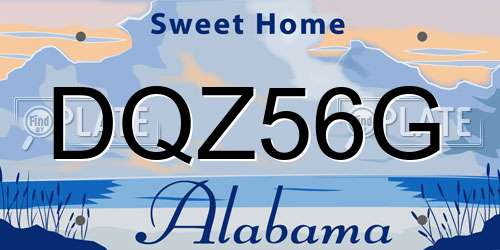 DQZ56G Alabama License Plate