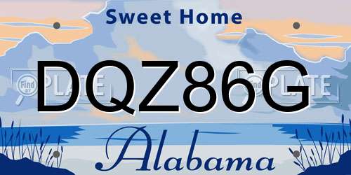 DQZ86G Alabama License Plate