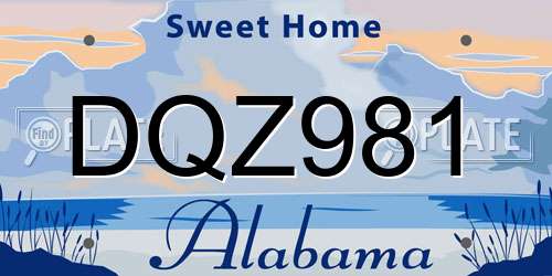 DQZ981 Alabama License Plate