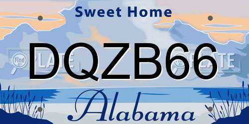 DQZB66 Alabama License Plate