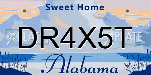 DR4X5T Alabama License Plate