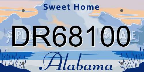 DR68100 Alabama License Plate