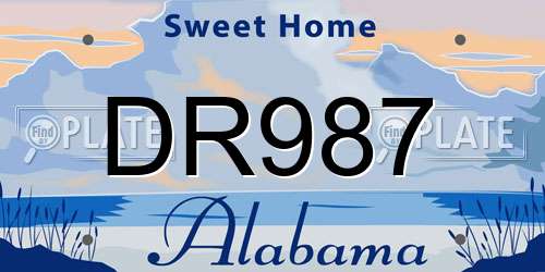 DR987 Alabama License Plate