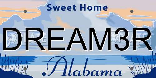 DREAM3R Alabama License Plate