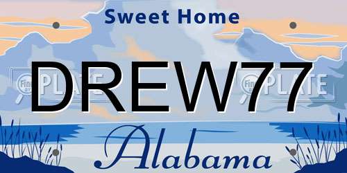 DREW77 Alabama License Plate