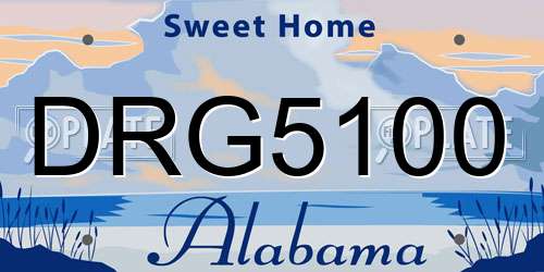 DRG5100 Alabama License Plate