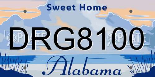 DRG8100 Alabama License Plate