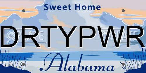 DRTYPWR Alabama License Plate