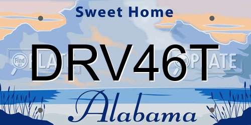 DRV46T Alabama License Plate
