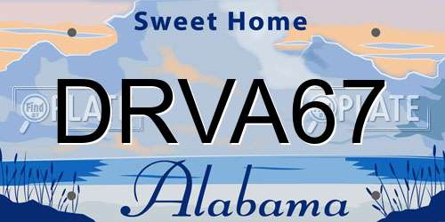DRVA67 Alabama License Plate