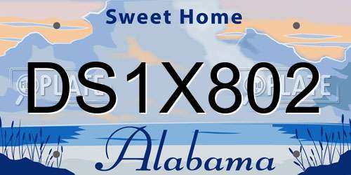 DS1X802 Alabama License Plate