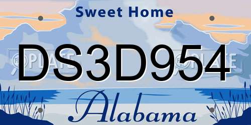 DS3D954 Alabama License Plate