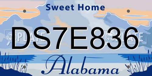 DS7E836 Alabama License Plate