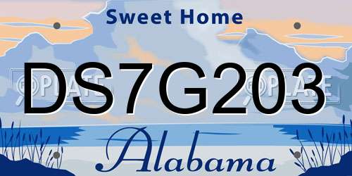 DS7G203 Alabama License Plate