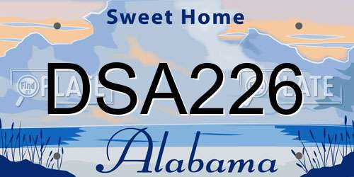 DSA226 Alabama License Plate
