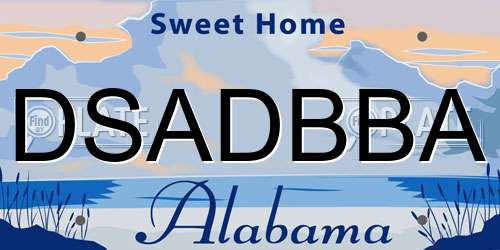 DSADBBA Alabama License Plate