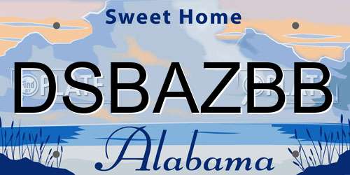 DSBAZBB Alabama License Plate
