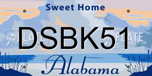 DSBK51 Alabama License Plate