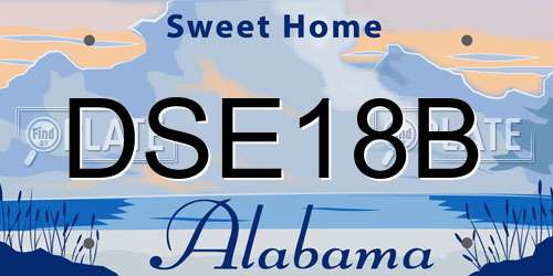 DSE18B Alabama License Plate