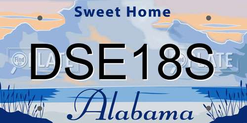 DSE18S Alabama License Plate