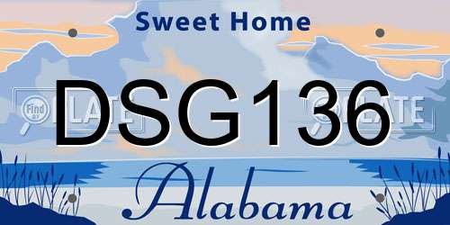 DSG136 Alabama License Plate