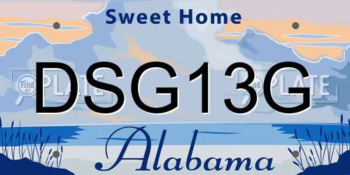 DSG13G Alabama License Plate