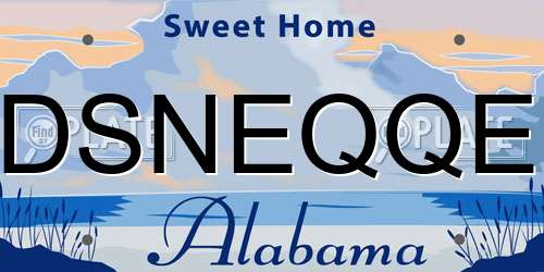 DSNEQQE Alabama License Plate