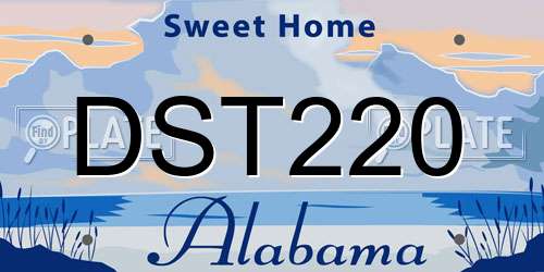 DST220 Alabama License Plate