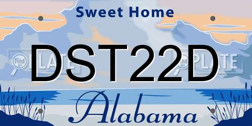 DST22D Alabama License Plate