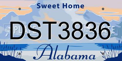 DST3836 Alabama License Plate