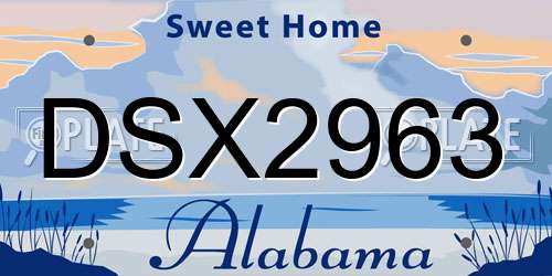 DSX2963 Alabama License Plate