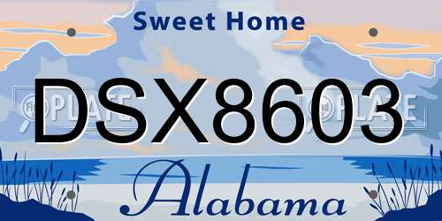 DSX8603 Alabama License Plate