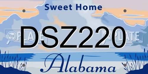 DSZ220 Alabama License Plate