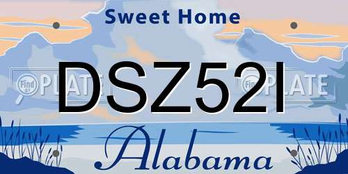 DSZ52I Alabama License Plate